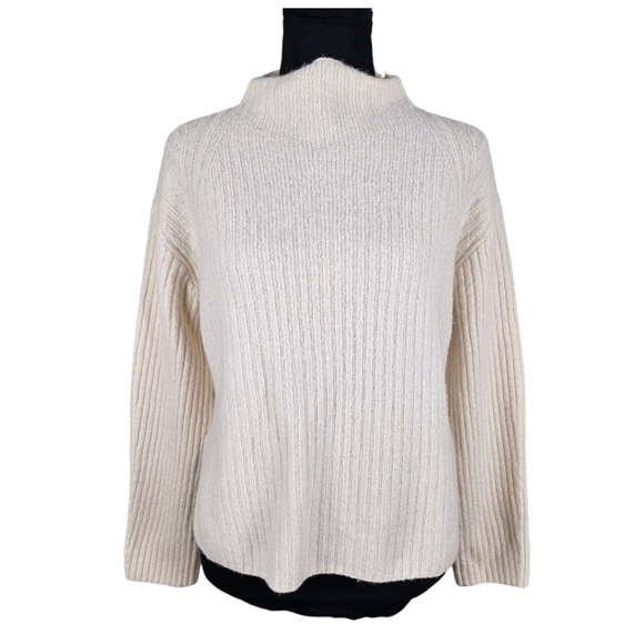 Vince Sweaters - Vince Cream Wool & Cashmere Mockneck Ribbed Knit Sweater Size Large
